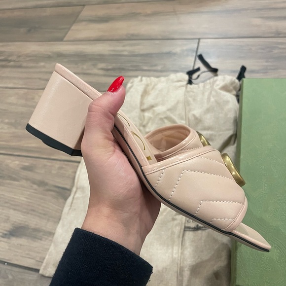 Nappa Matelasse GG Marmont Slide Sandals 36 Skin Rose - Picture 4 of 7